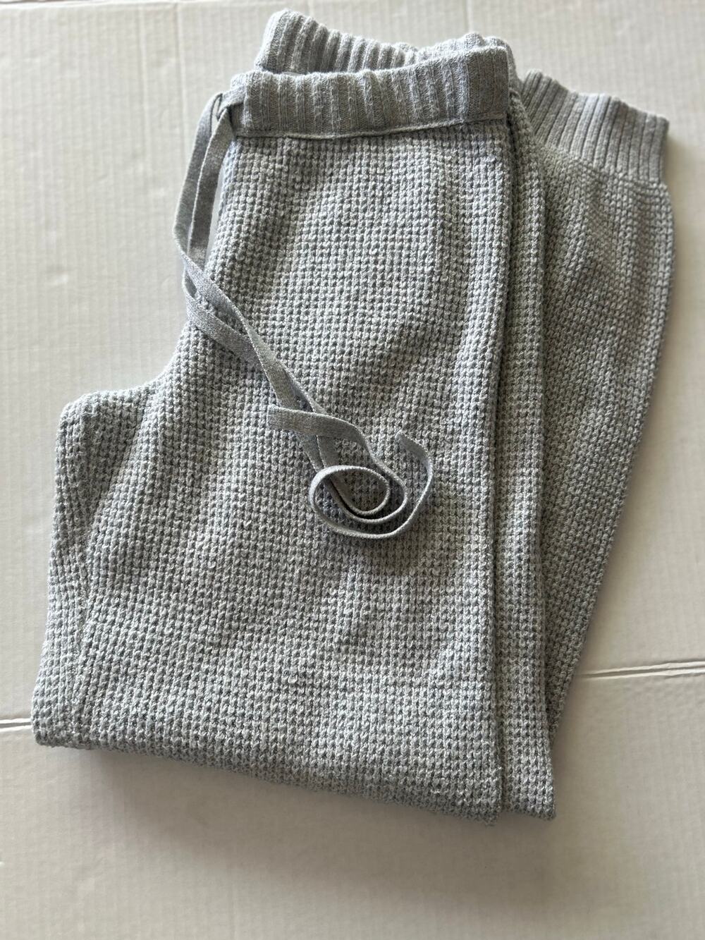 Aerie Waffle Knit Jogger Lounge Pants XS Heather Gray Cozy Soft